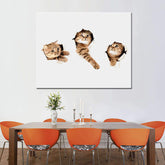 Painting by Numbers Art 3D Three Cat Heads Peeking Out of The Wall